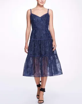 Navy Sleeveless Burnout Chiffon Wrap Dress