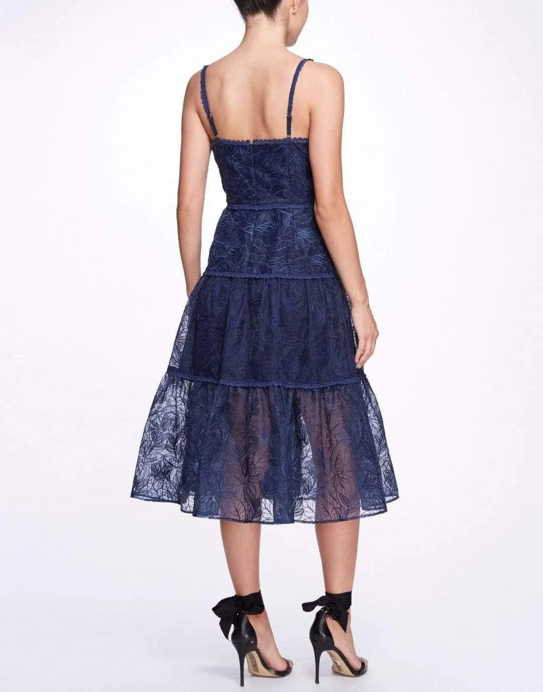 Navy Sleeveless Burnout Chiffon Wrap Dress