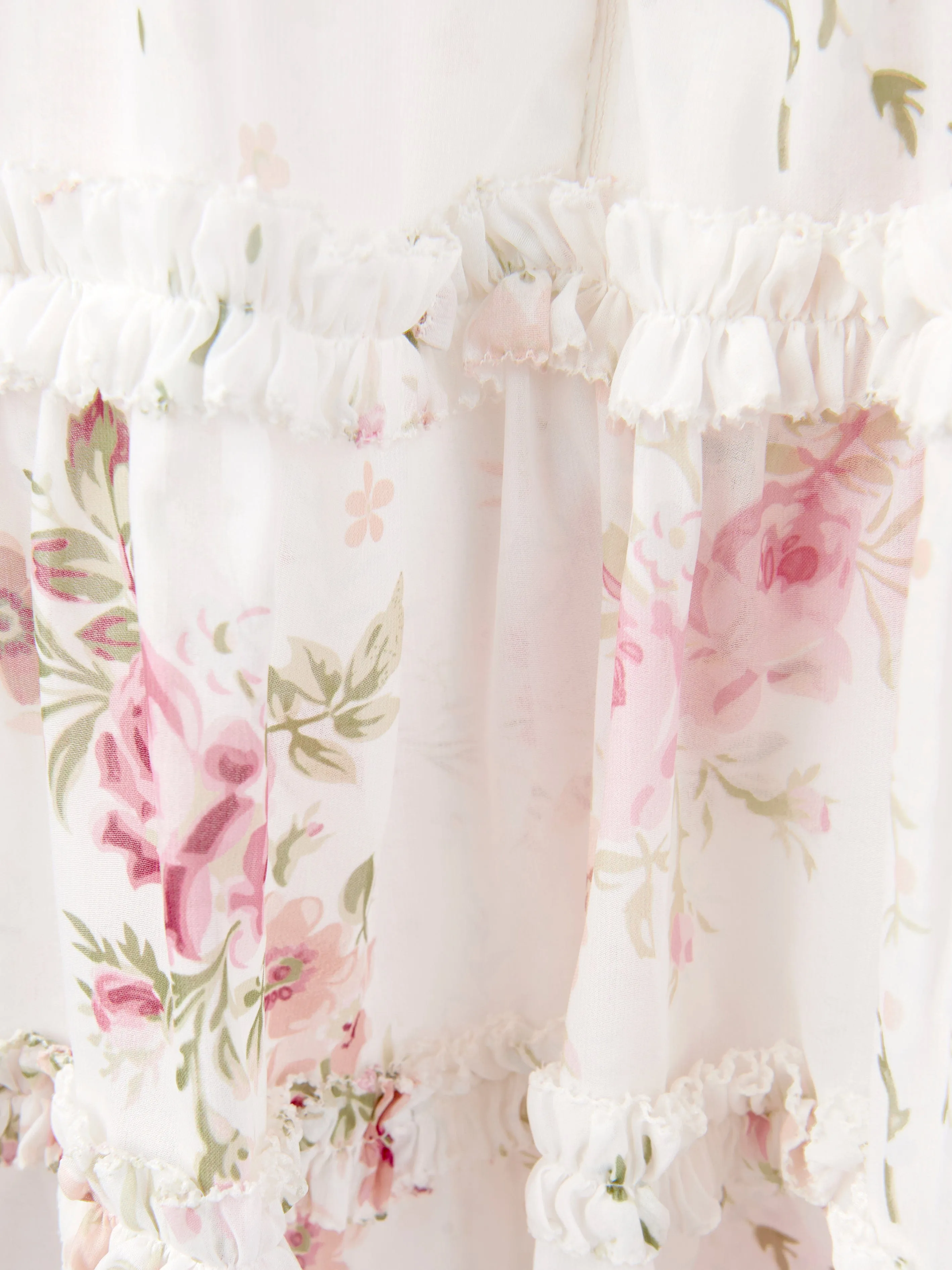 Needle & Thread Girls Trailing Blooms Chiffon Dress in White