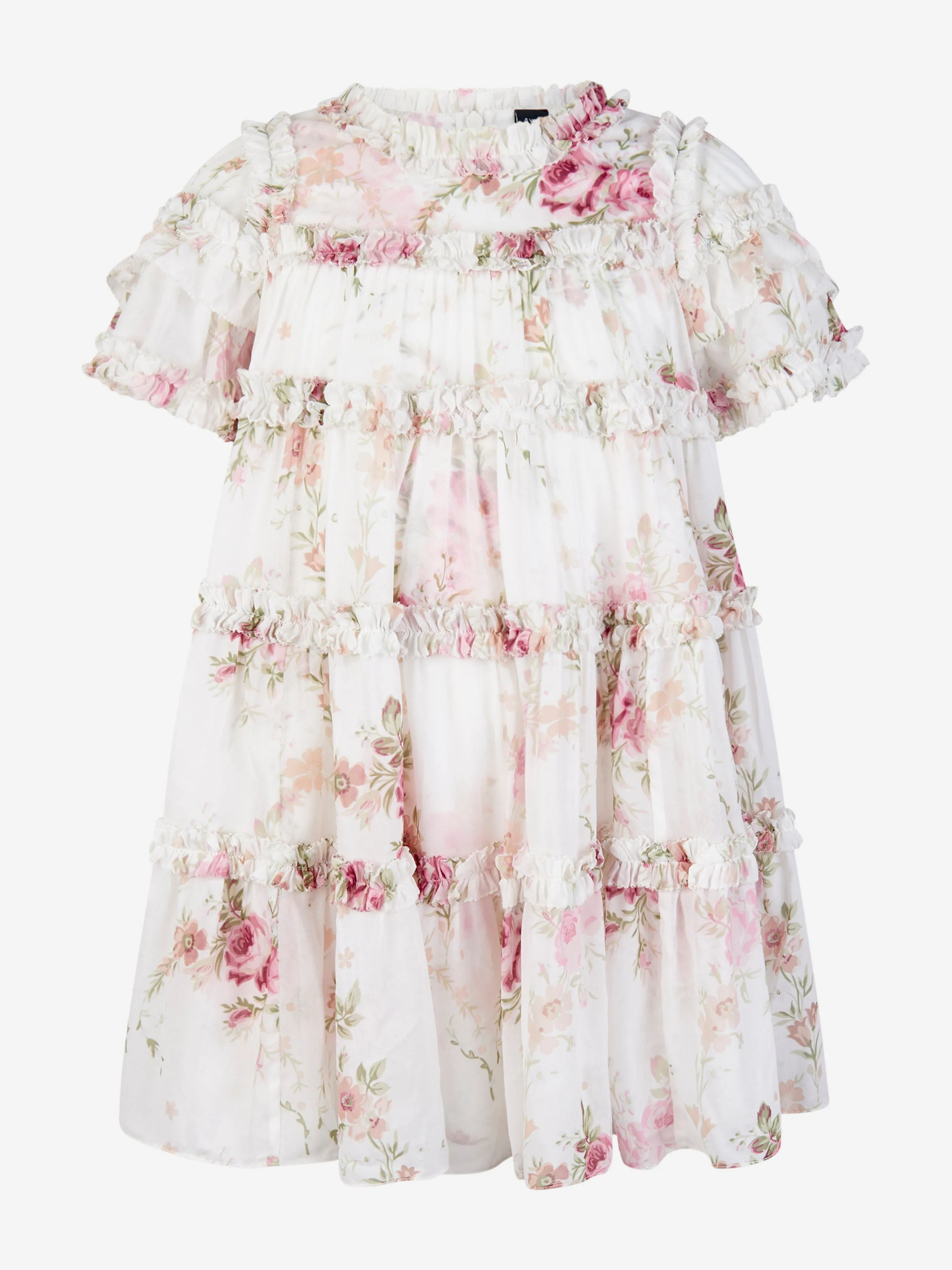 Needle & Thread Girls Trailing Blooms Chiffon Dress in White