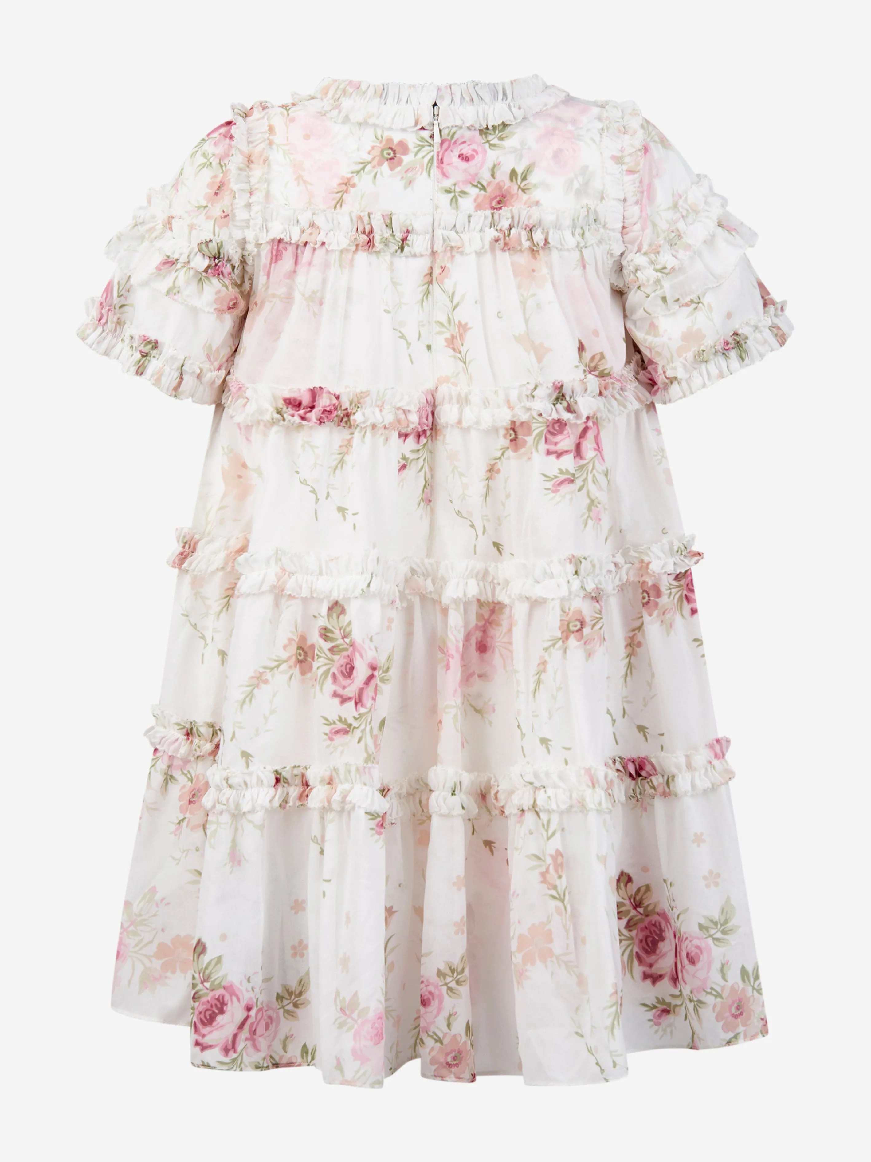 Needle & Thread Girls Trailing Blooms Chiffon Dress in White