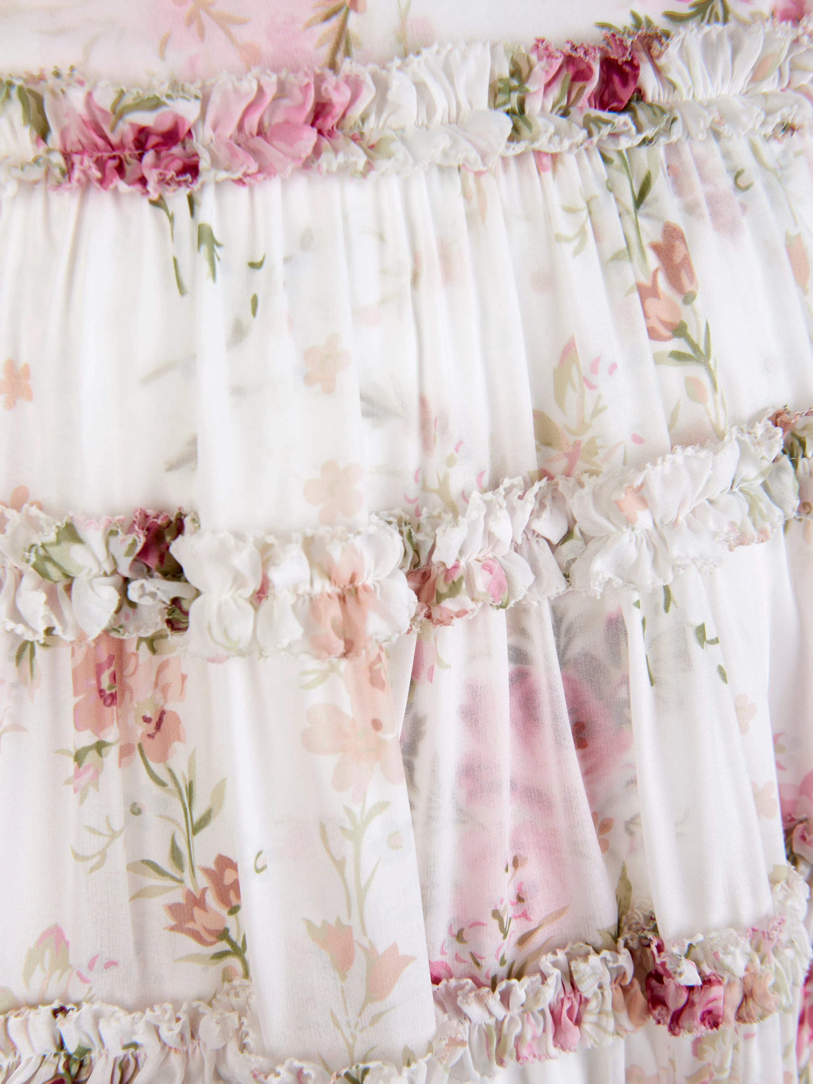 Needle & Thread Girls Trailing Blooms Chiffon Dress in White