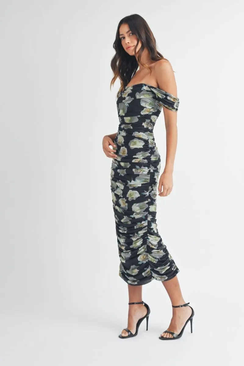 Nicola Floral Ruched Dress