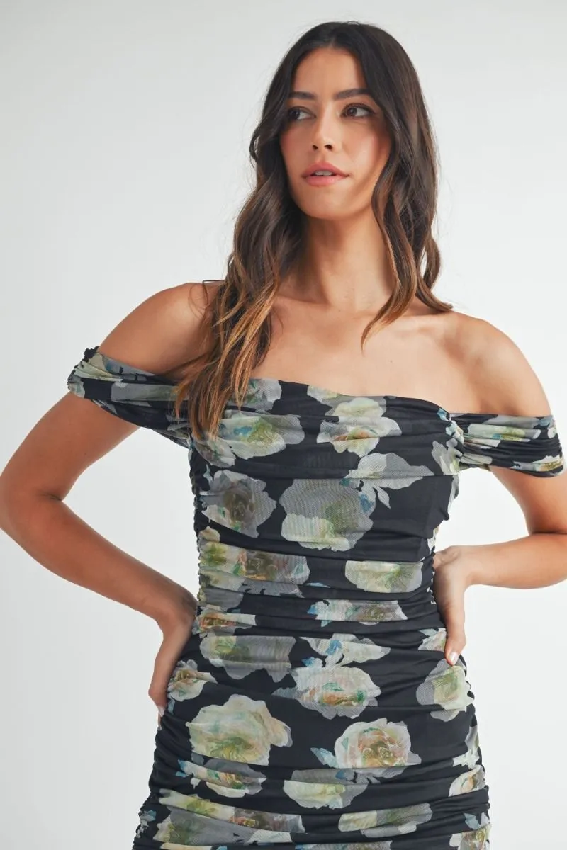 Nicola Floral Ruched Dress