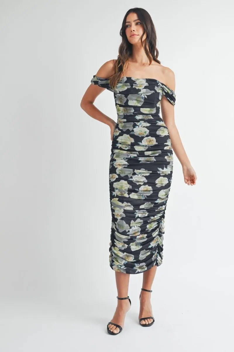 Nicola Floral Ruched Dress