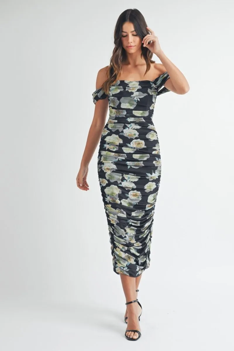 Nicola Floral Ruched Dress