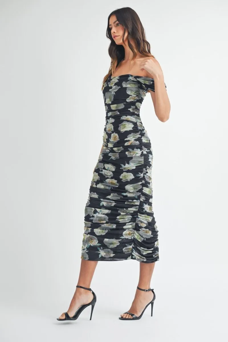Nicola Floral Ruched Dress