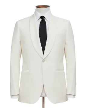 Off White Wool Faille Smoking Jacket