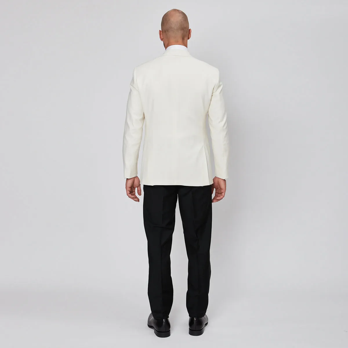Off White Wool Faille Smoking Jacket