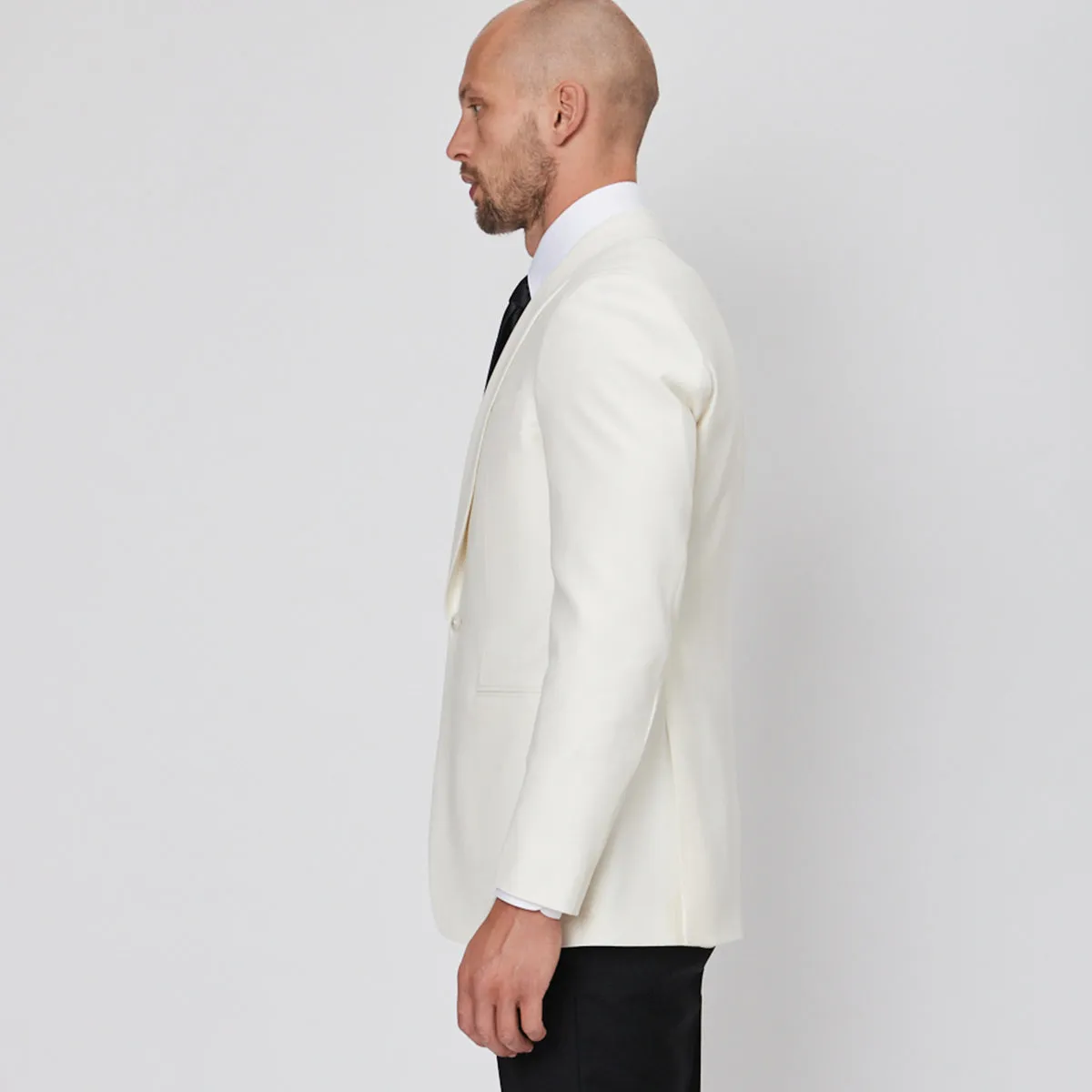 Off White Wool Faille Smoking Jacket