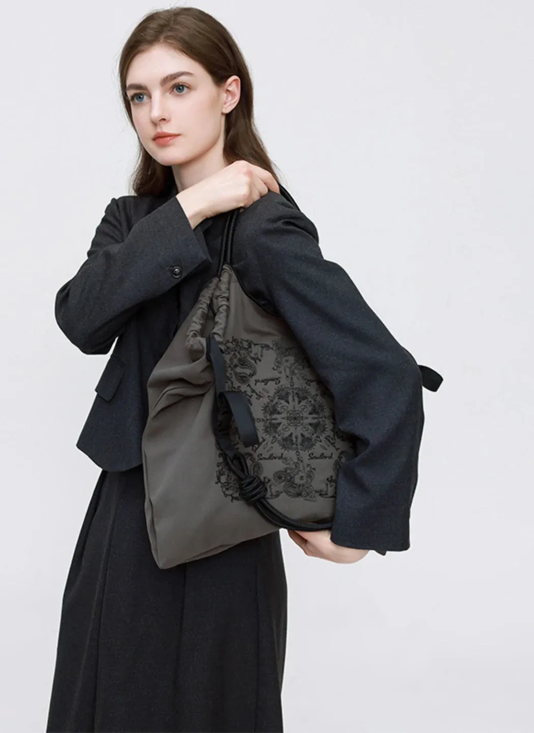 Paisley Embroidered Crossbody Tote Bag