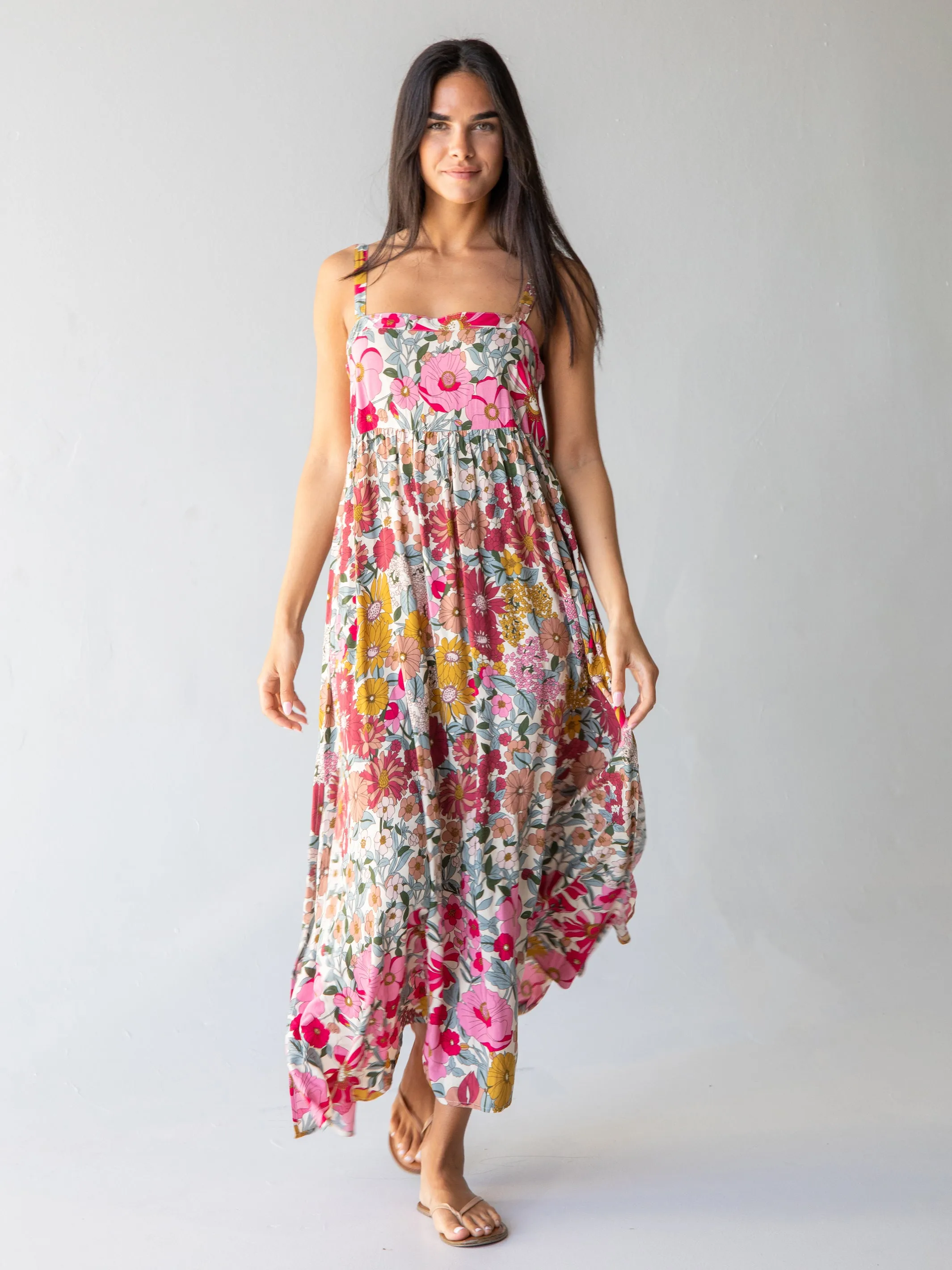 Patti Side Slit Maxi Dress - Vintage Summer Floral