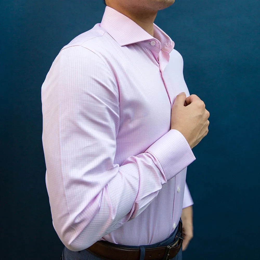 Pink Checkered Cutaway Dress Shirt | The Lei