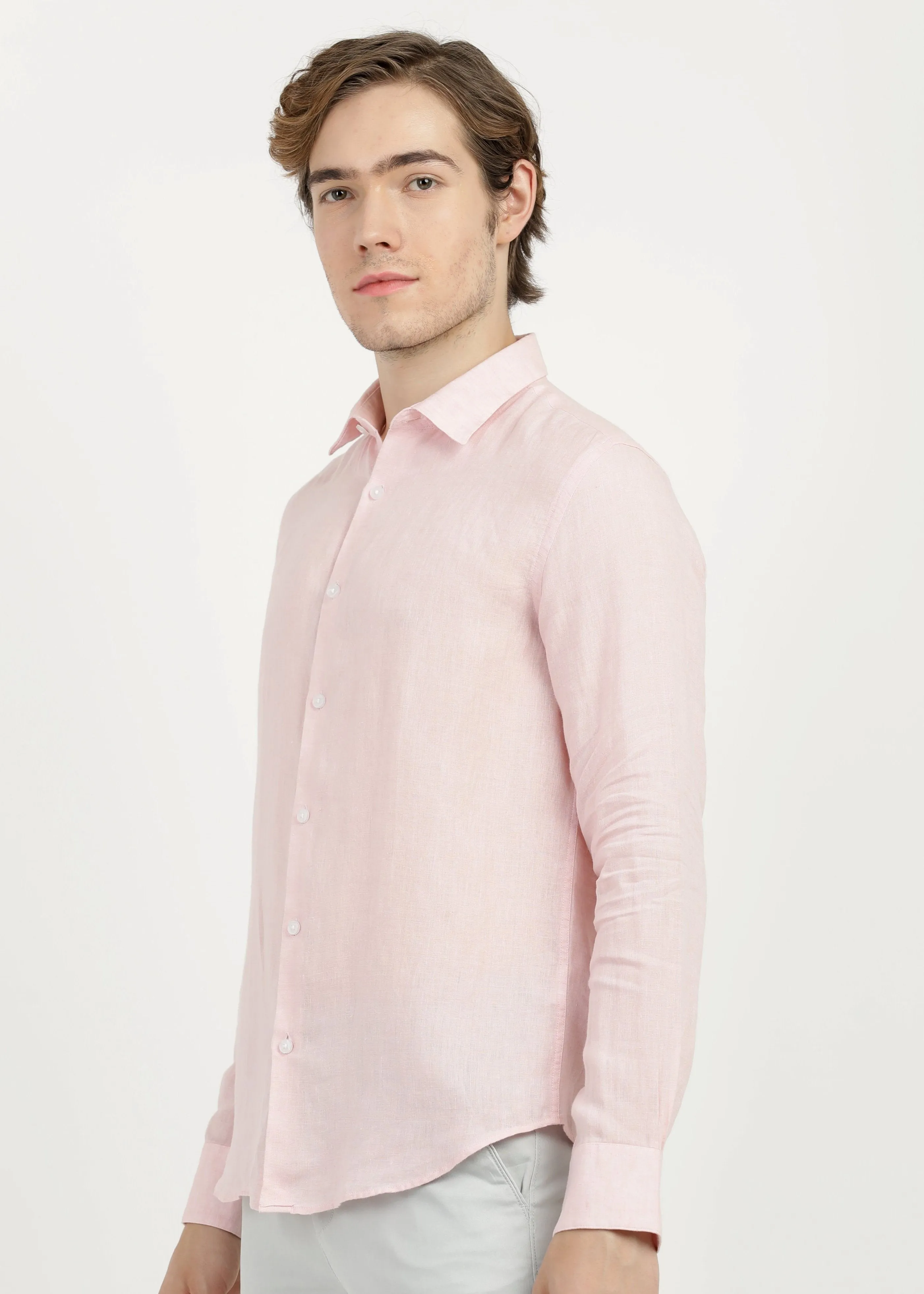 Pure Linen Shirt in Lt. Pink