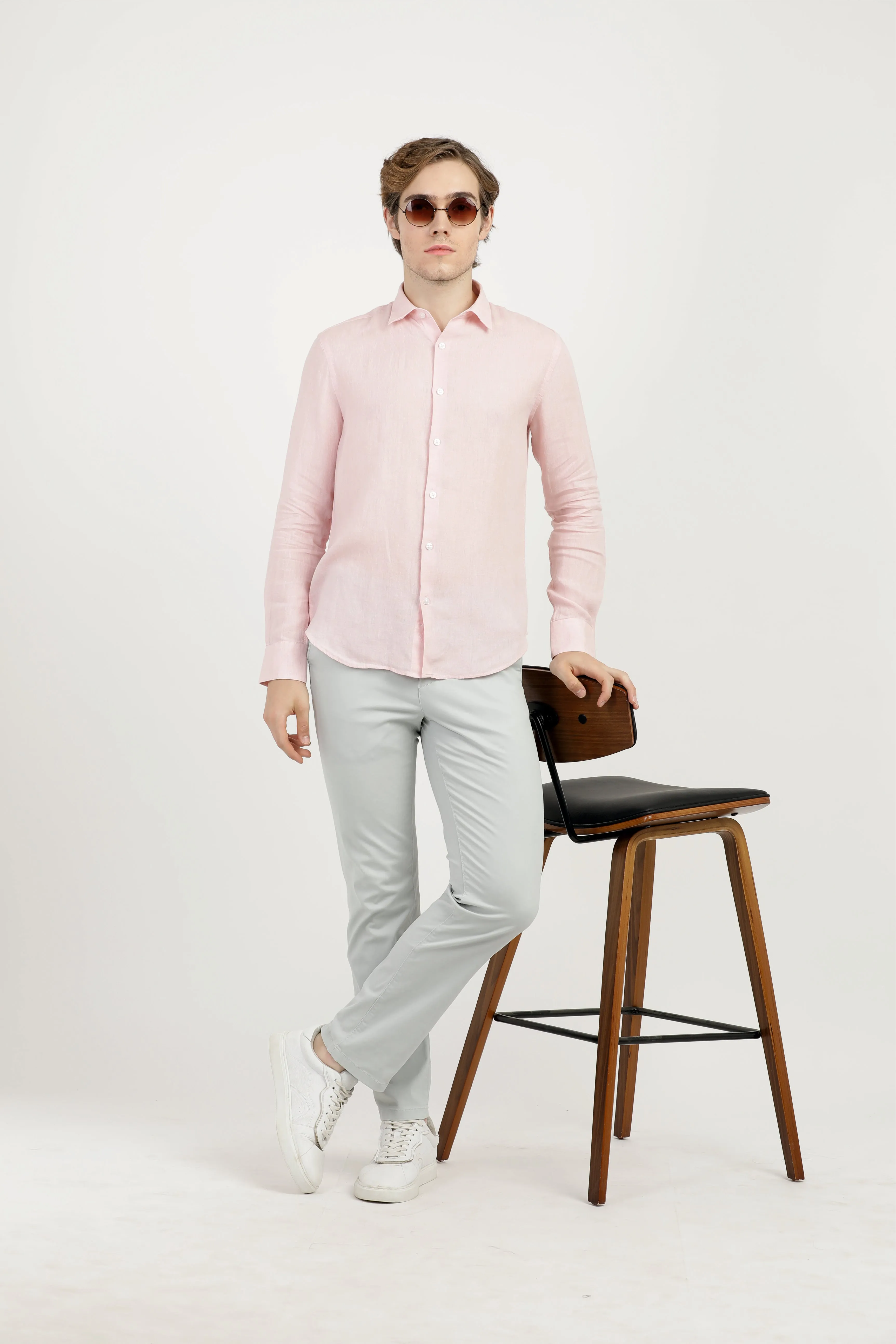 Pure Linen Shirt in Lt. Pink
