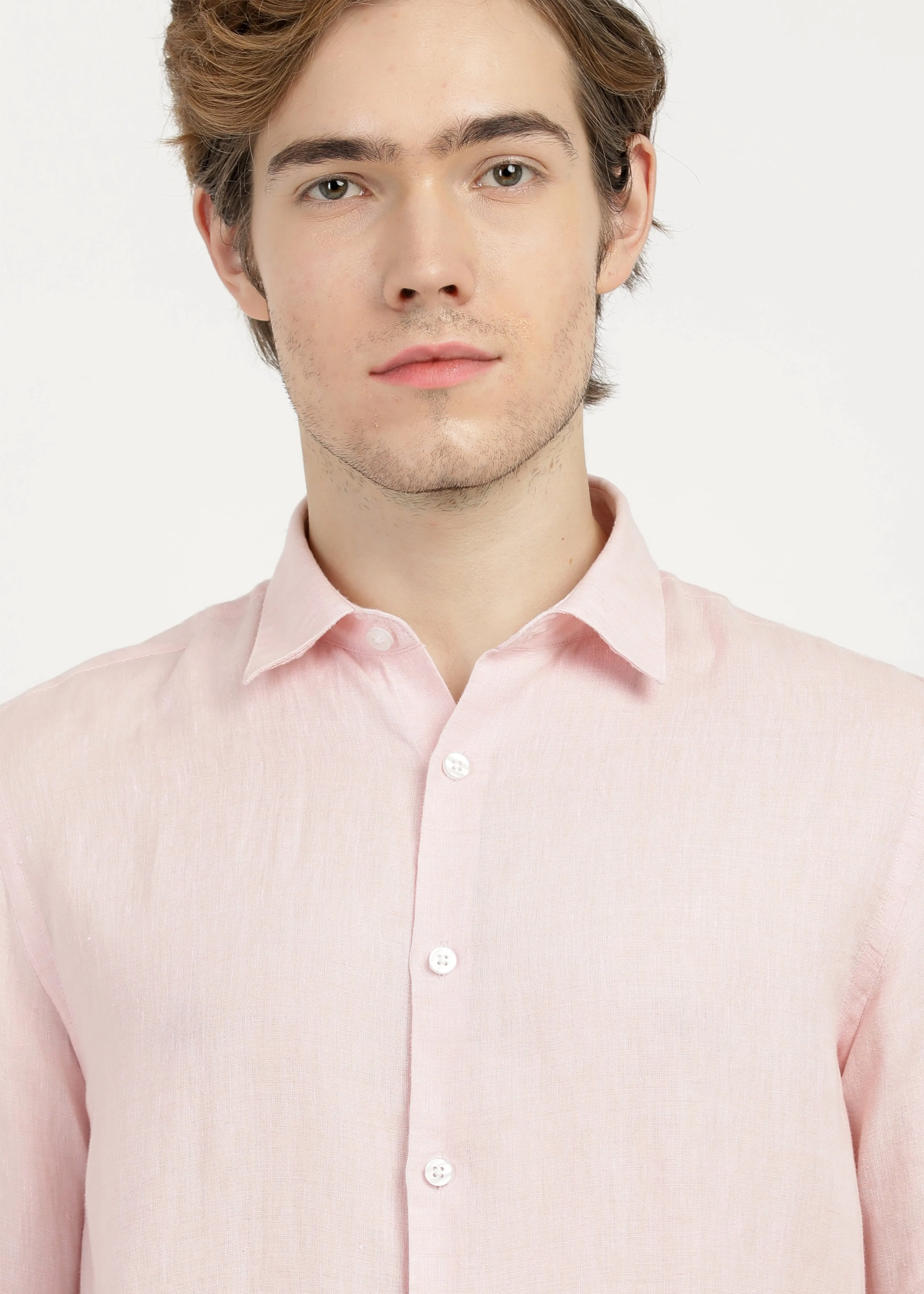 Pure Linen Shirt in Lt. Pink