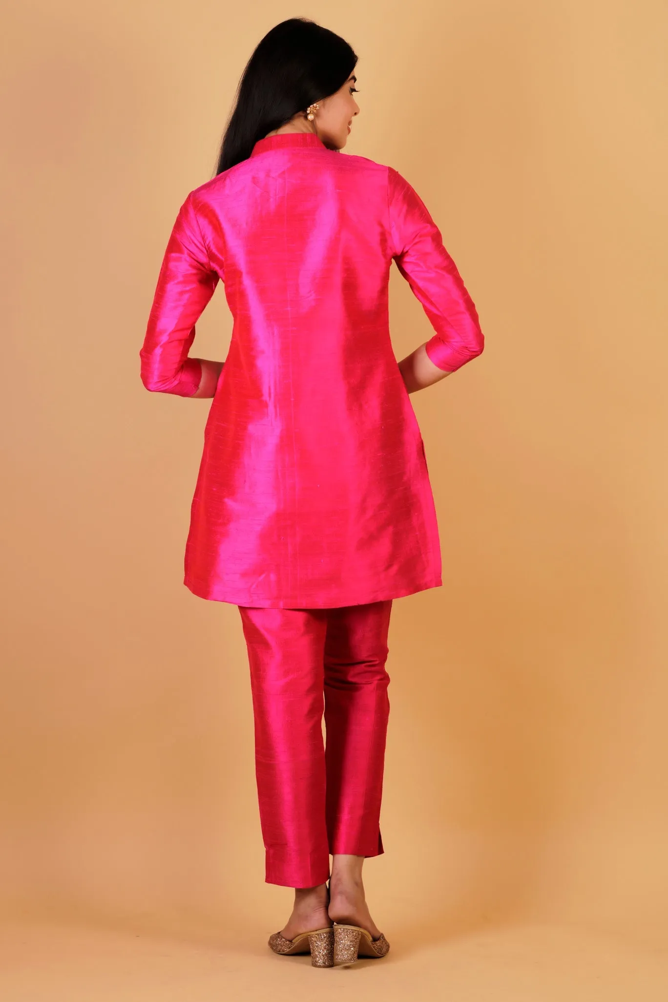 Pure Silk Dupion Hand- Embroidered Co-Ord Set