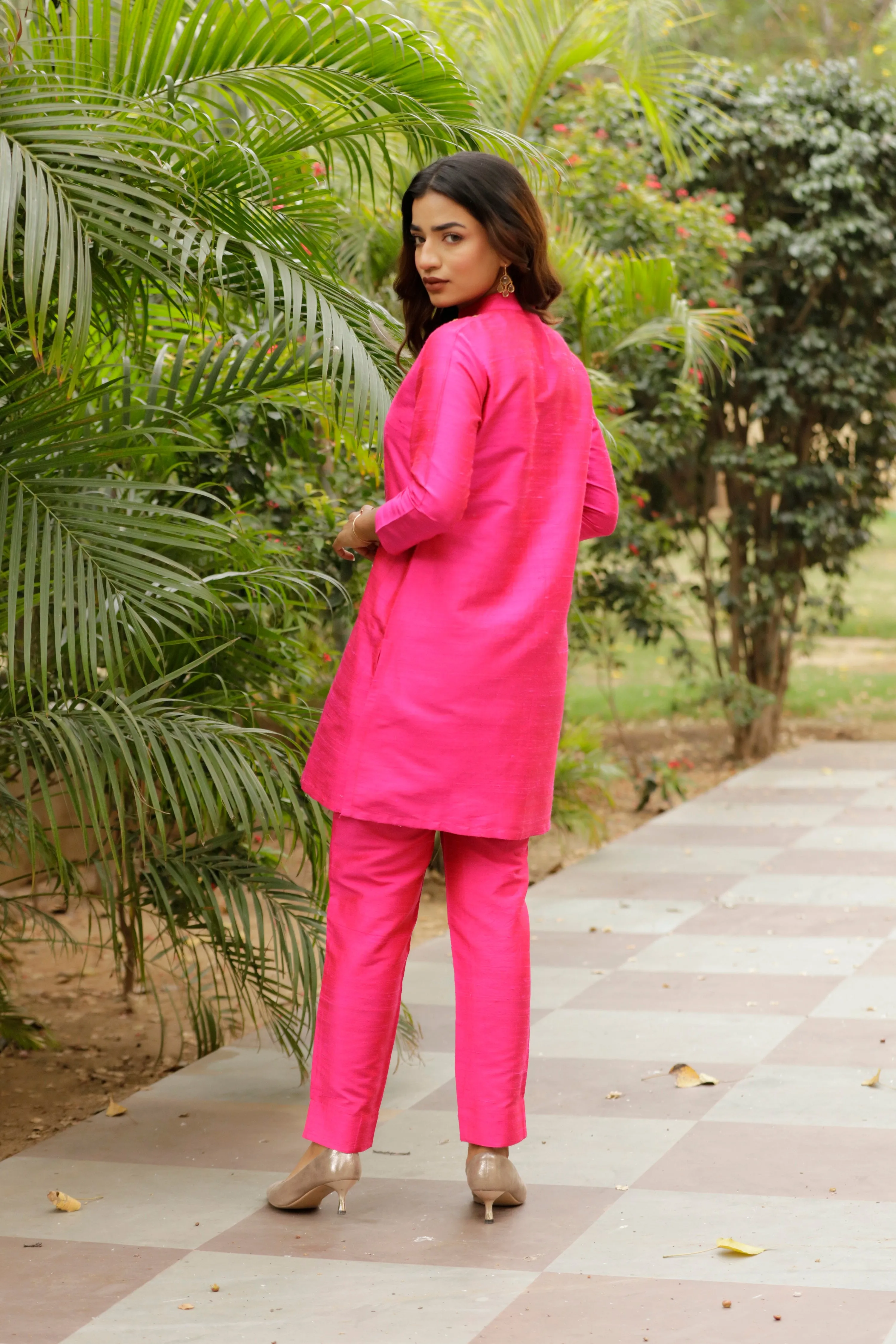 Pure Silk Dupion Hand- Embroidered Co-Ord Set
