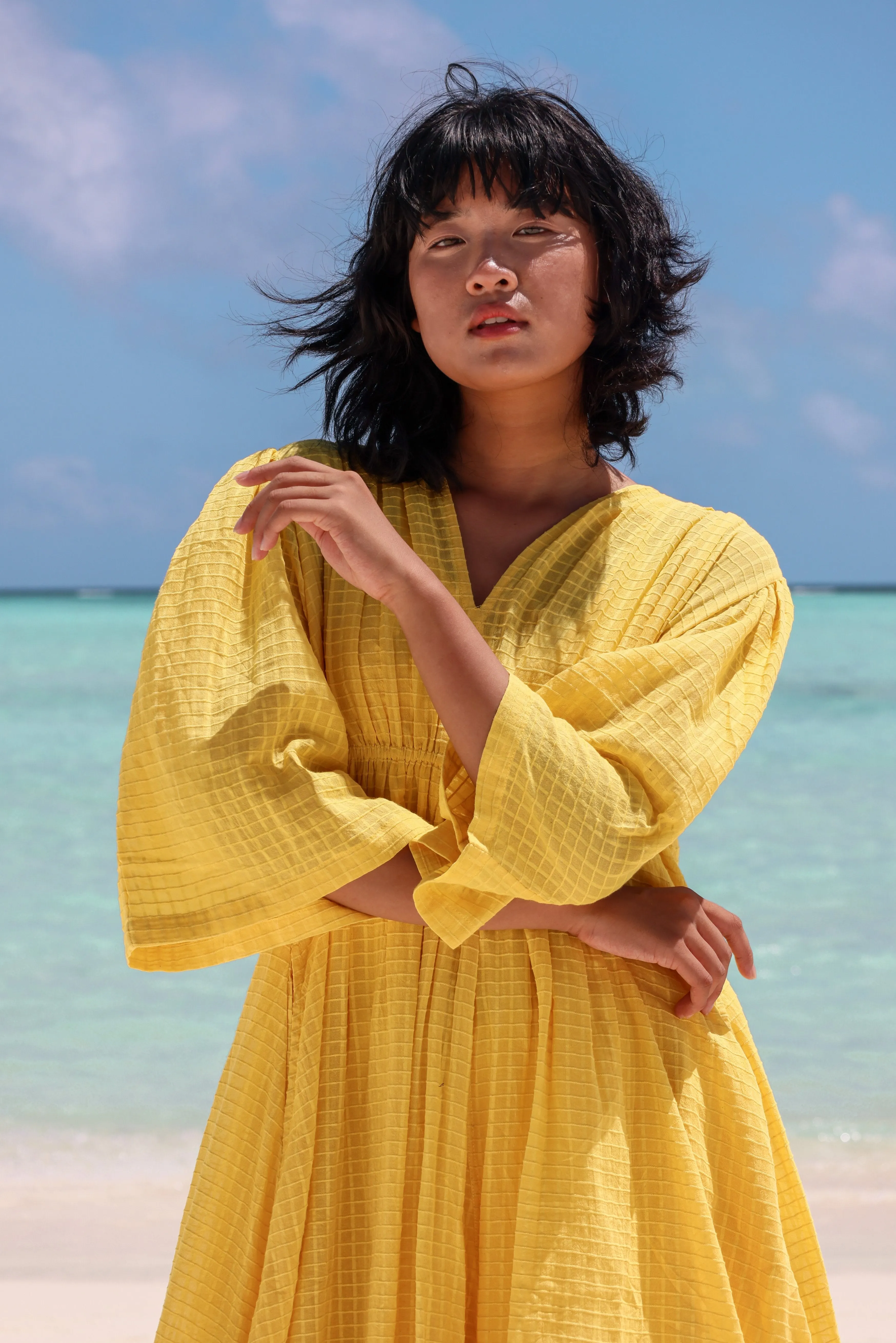 Recycled Cotton Yellow Maxi Dress