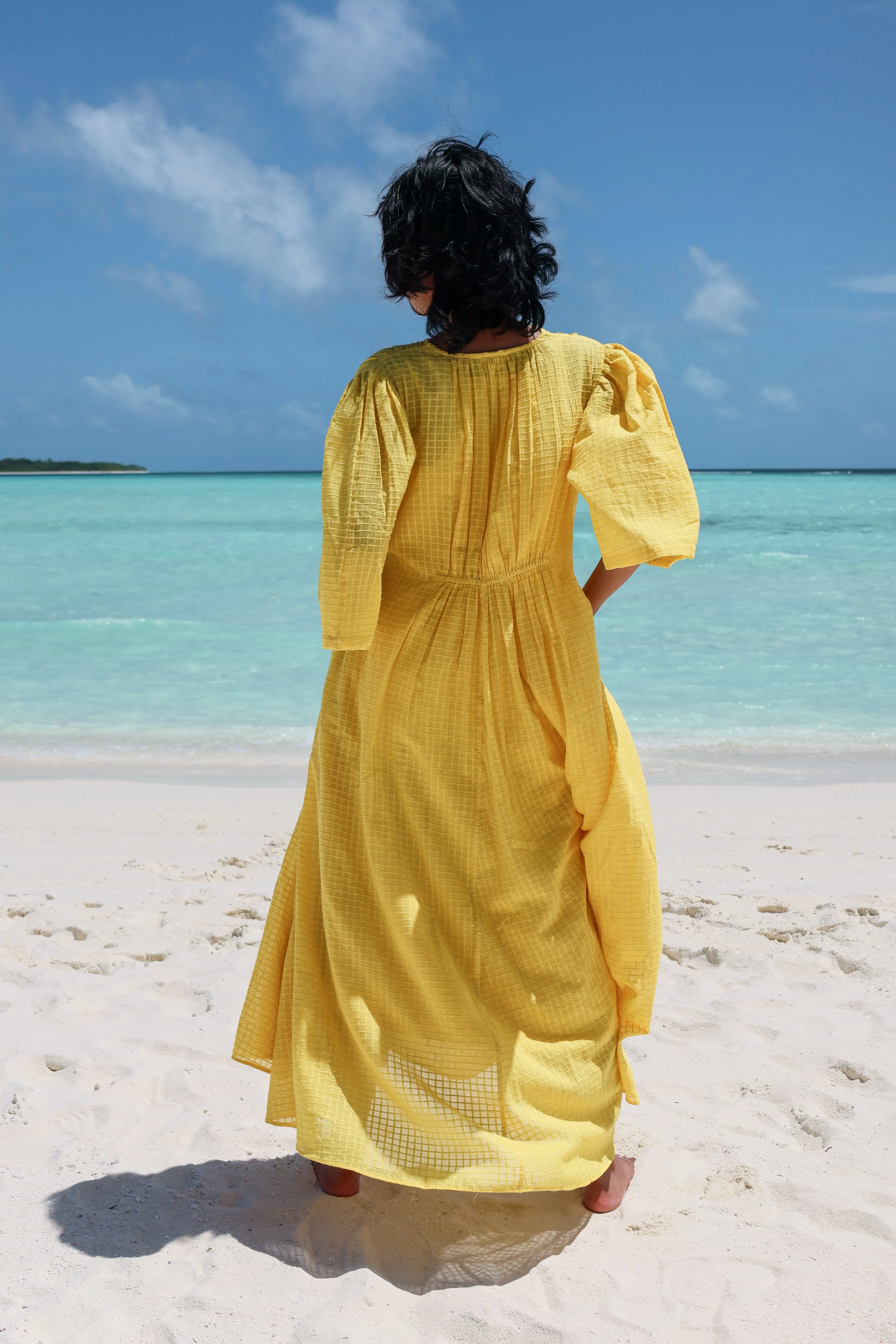 Recycled Cotton Yellow Maxi Dress