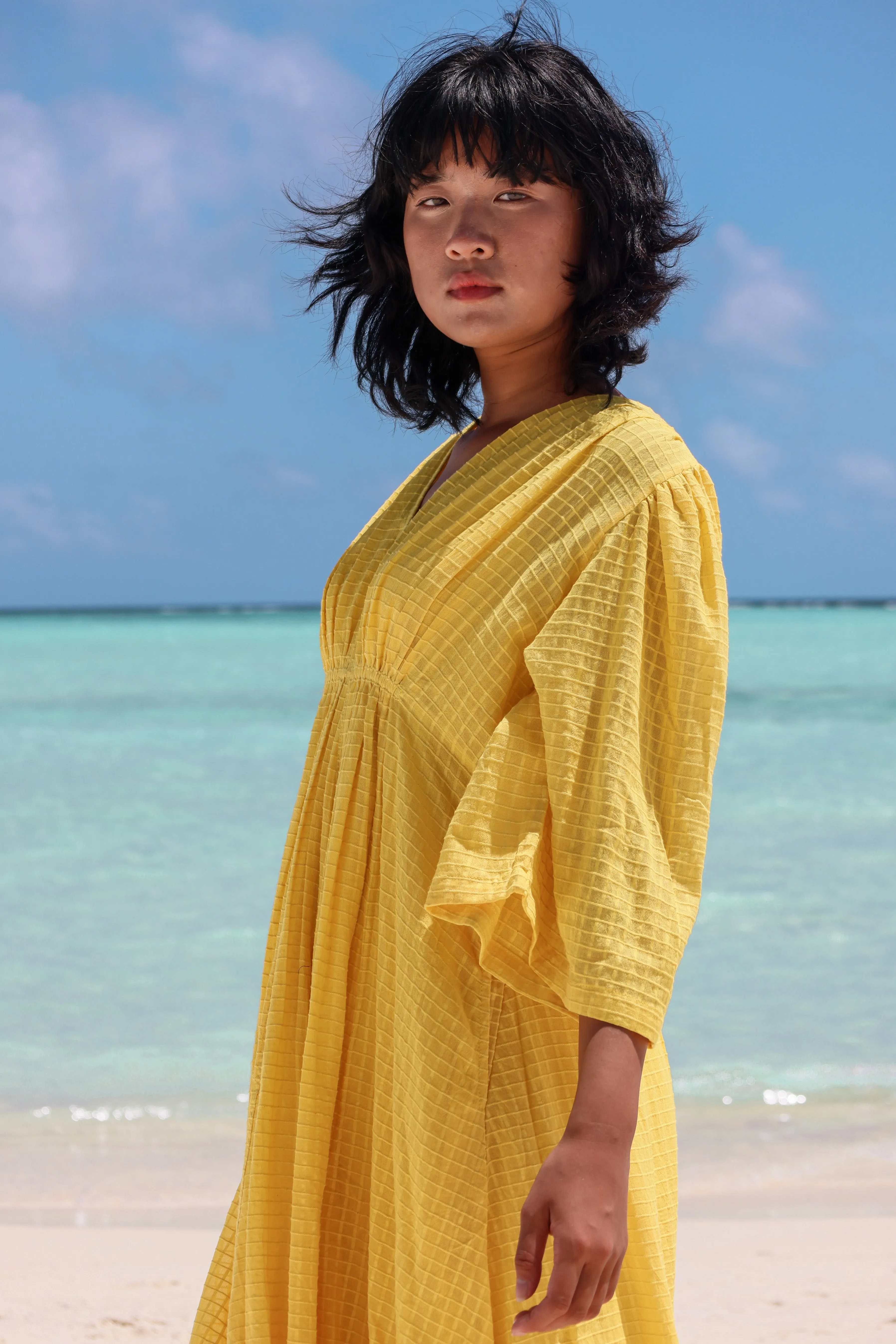 Recycled Cotton Yellow Maxi Dress