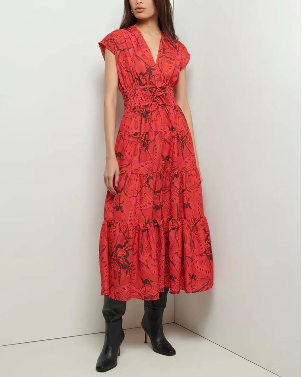 Red Multi Fatima A-Line Dress