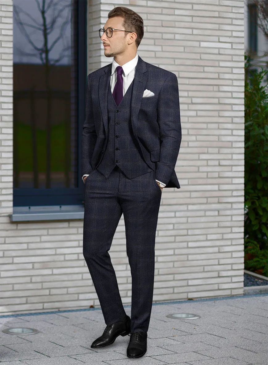 Reda Berato Navy Blue Checks Wool Suit