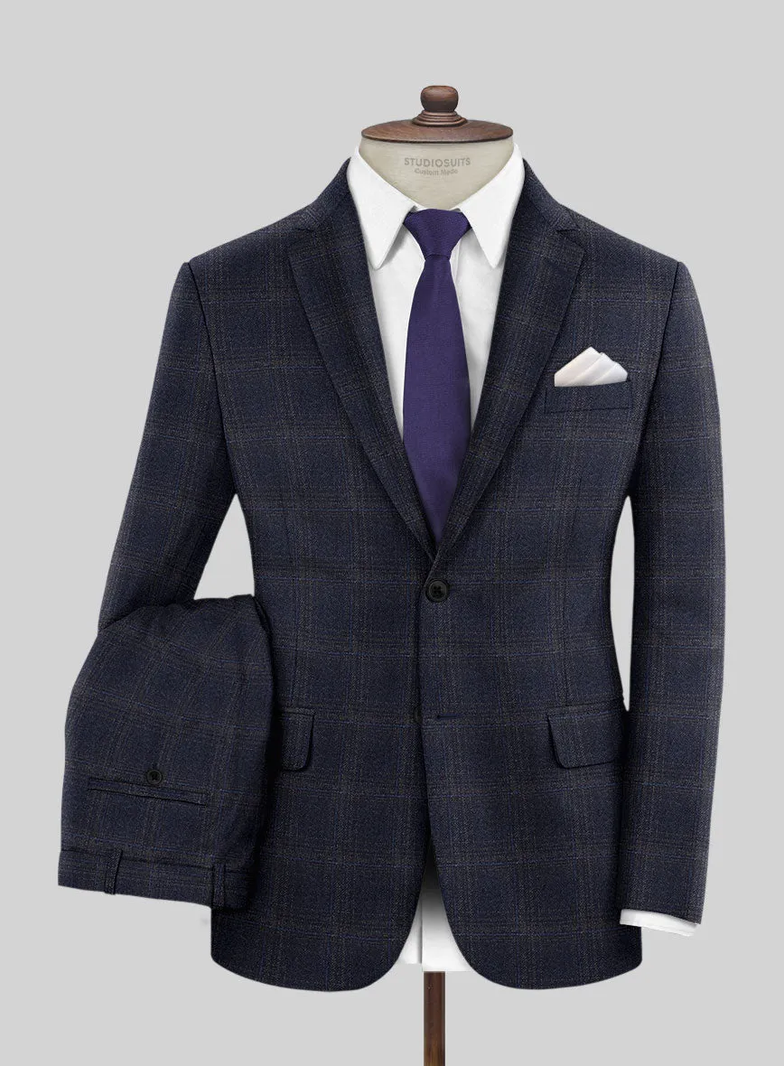 Reda Berato Navy Blue Checks Wool Suit