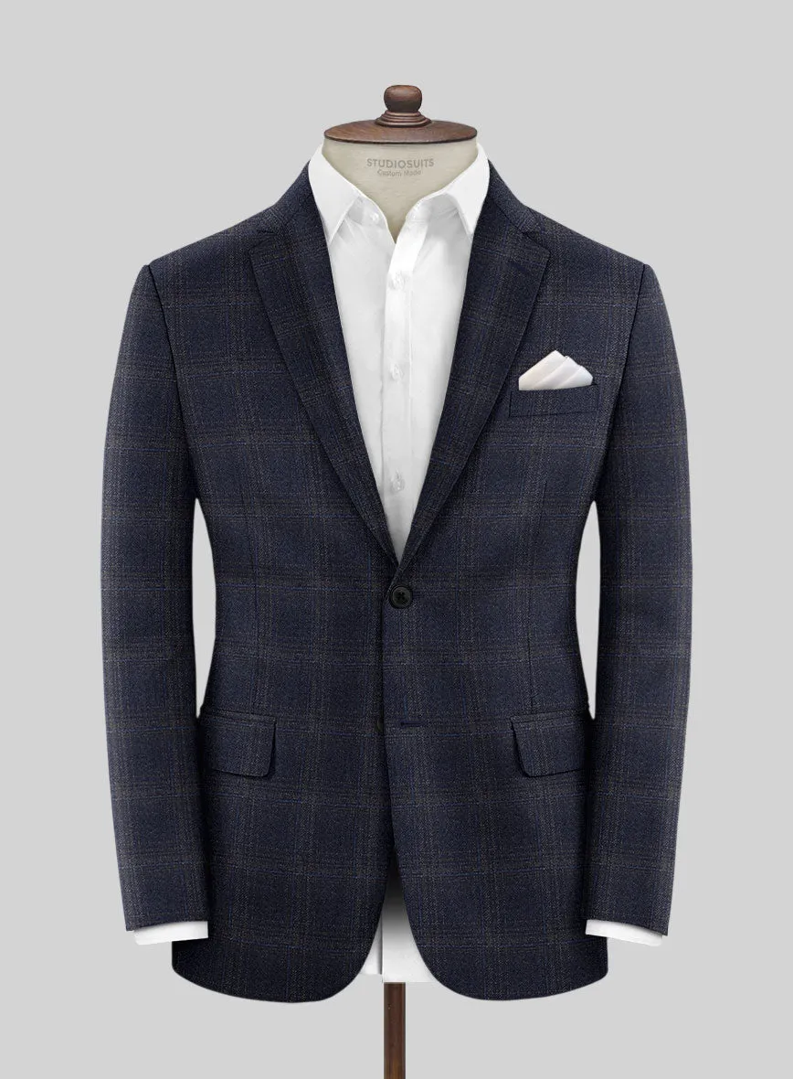 Reda Berato Navy Blue Checks Wool Suit