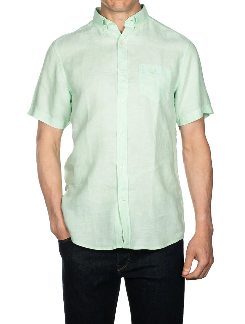 Regular Linen Short Sleeve Shirt Absinthe Green