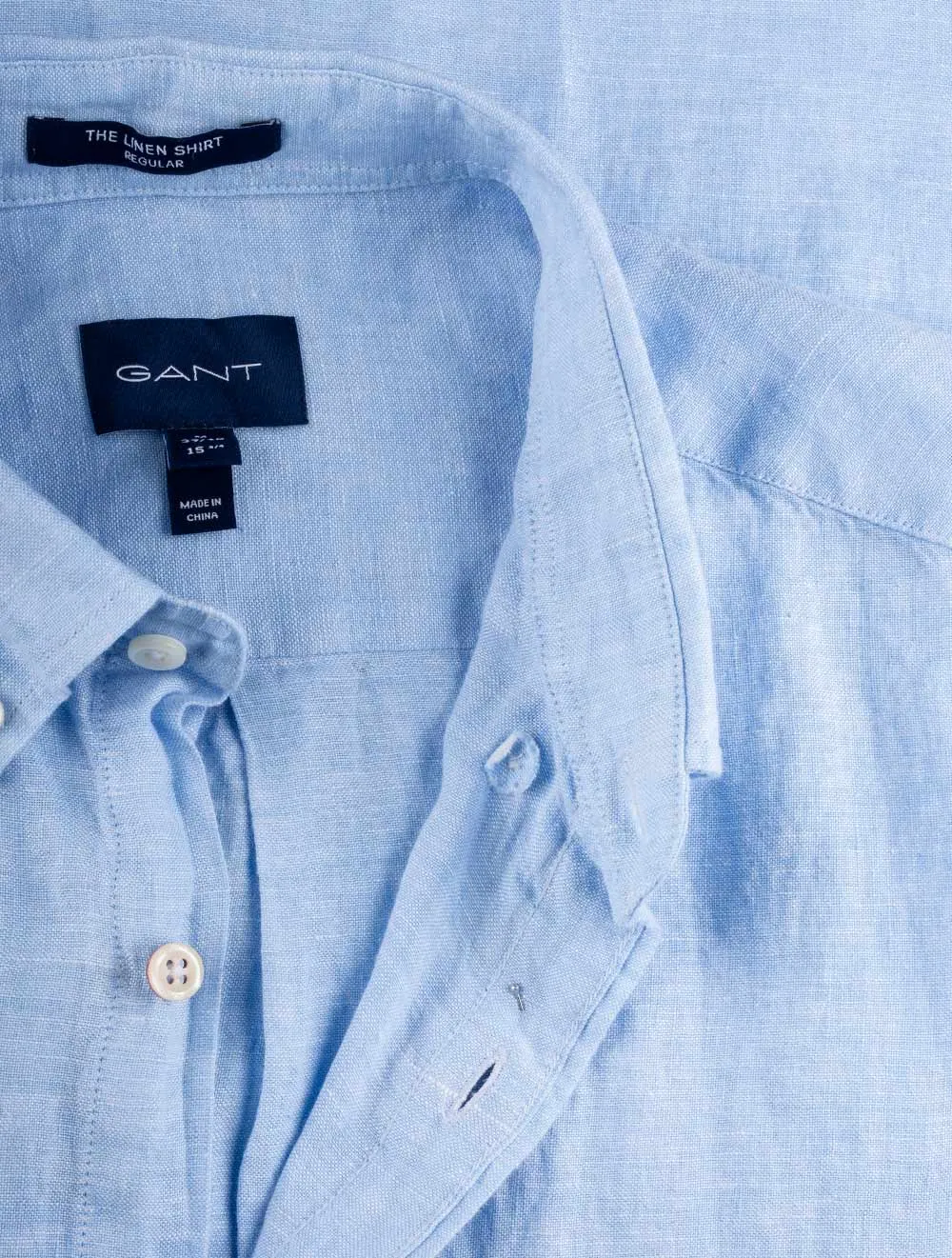 Regular Linen Short Sleeve Shirt Capri Blue