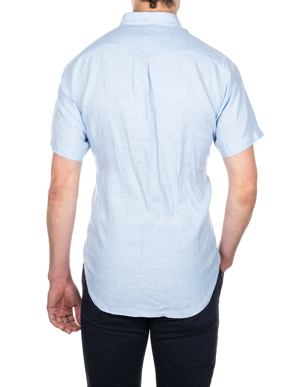 Regular Linen Short Sleeve Shirt Capri Blue