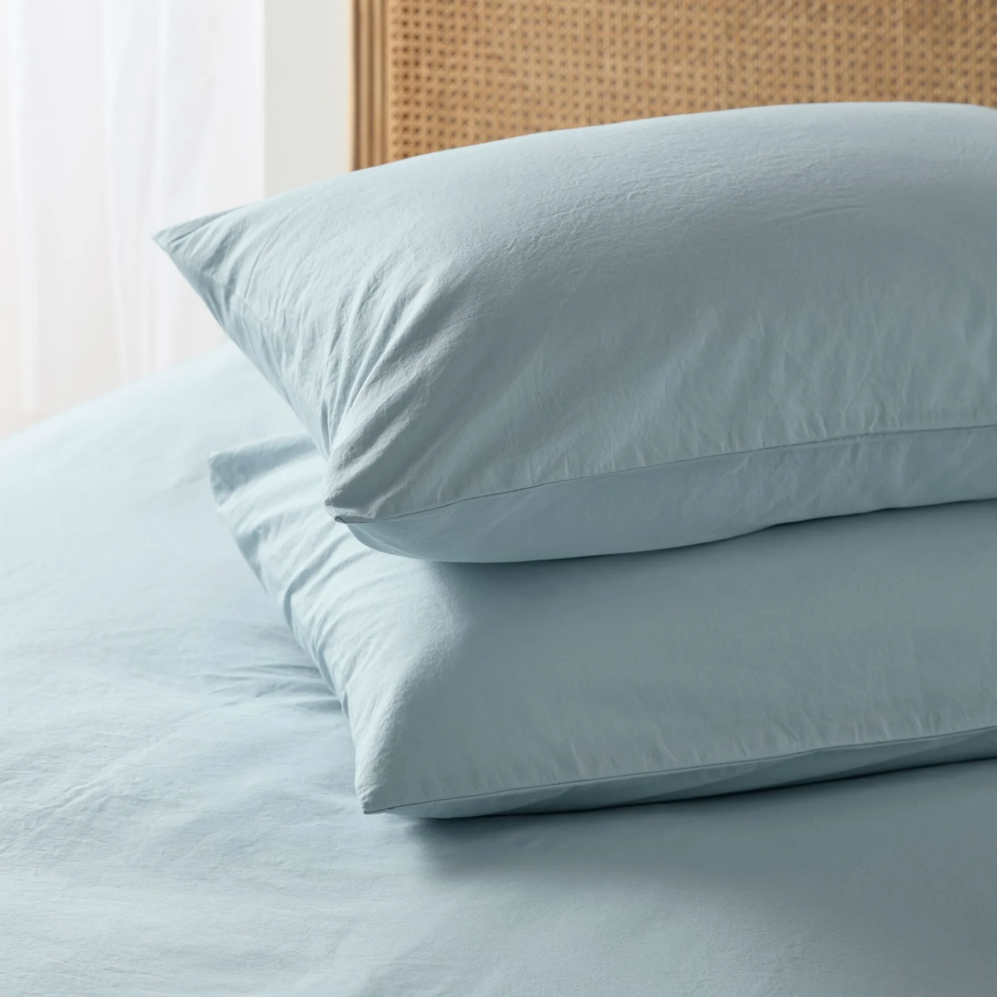 Relaxed Cotton Pillowcase Pair - Sky