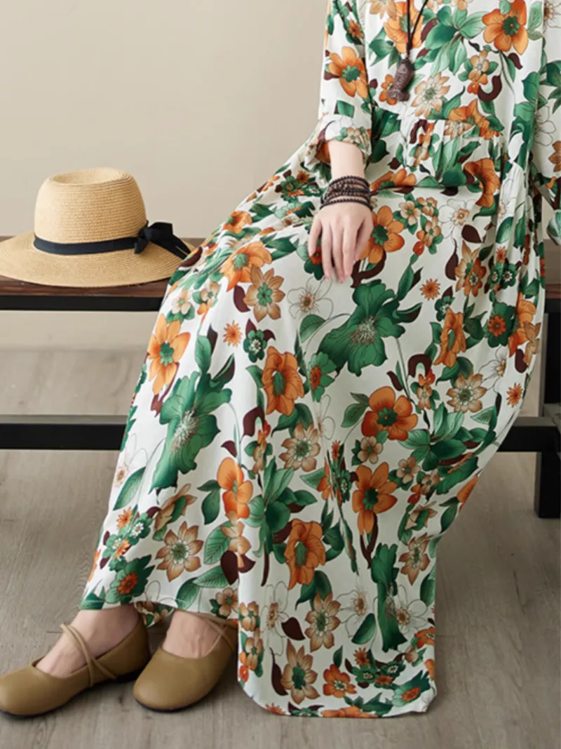 Relaxed Fit Floral Loose Smock Dress