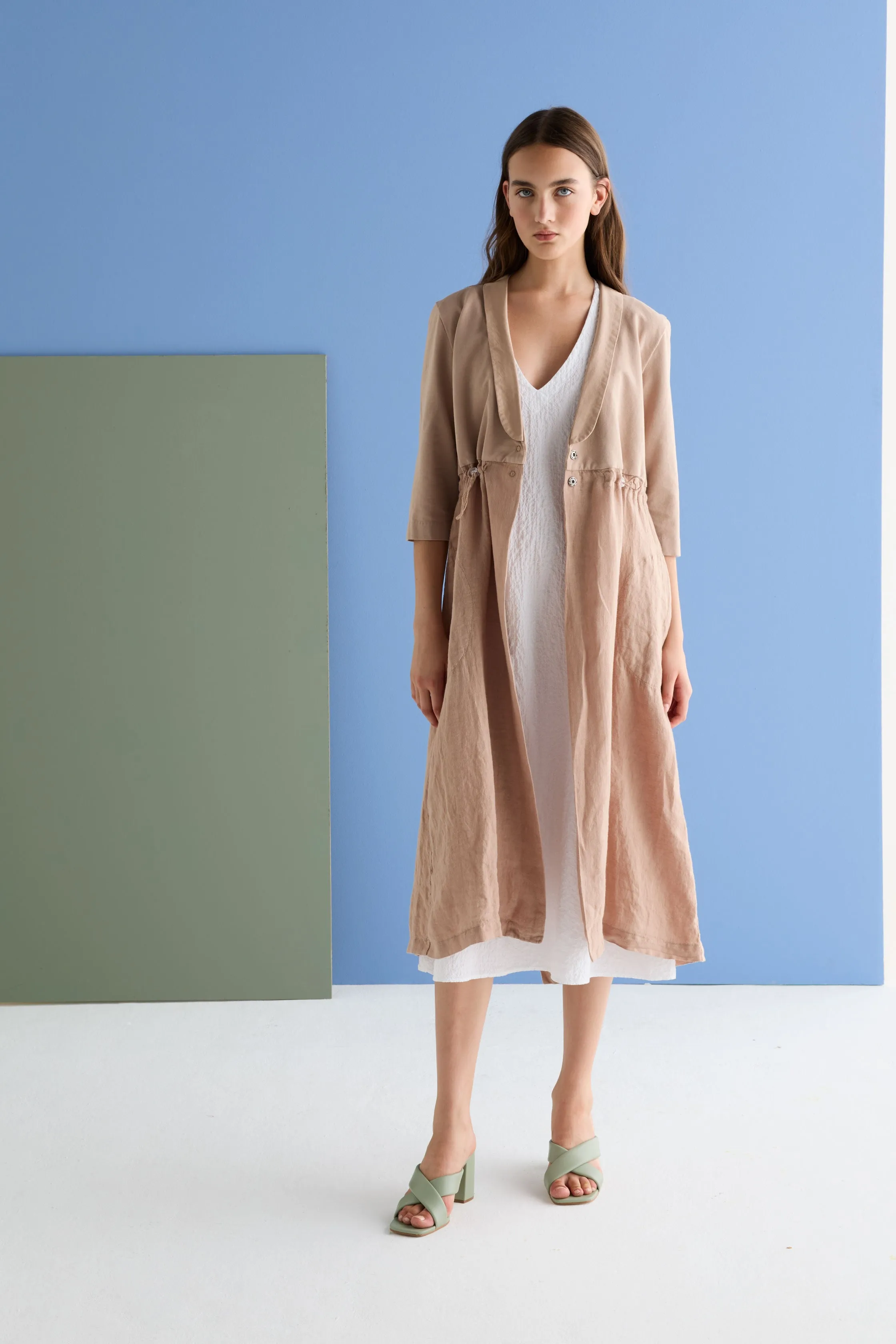 Relaxed-Fit Midi Dress in Cotton Garment Dyed 10CU 3259
