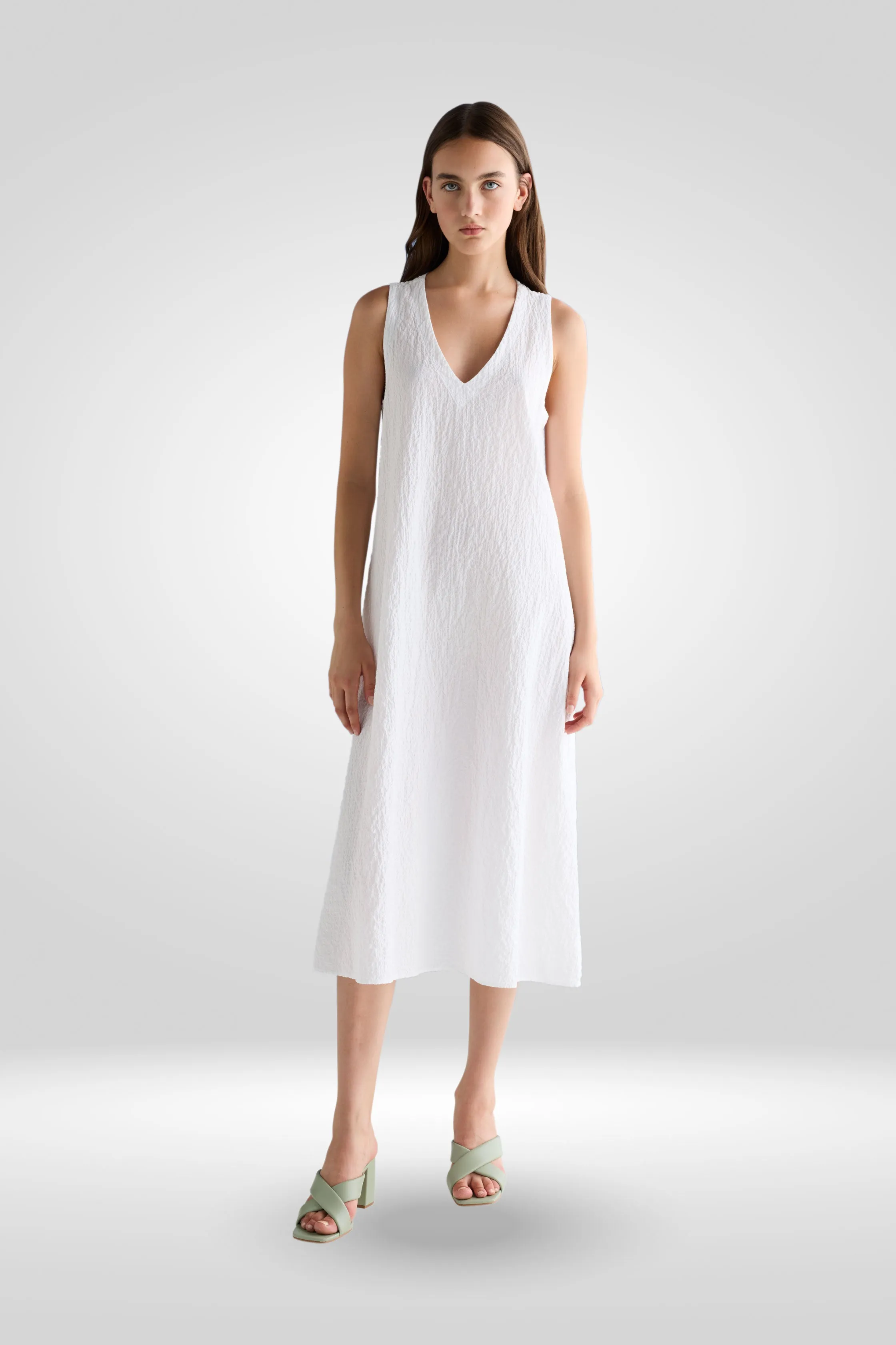 Relaxed-Fit Midi Dress in Cotton Garment Dyed 10CU 3259