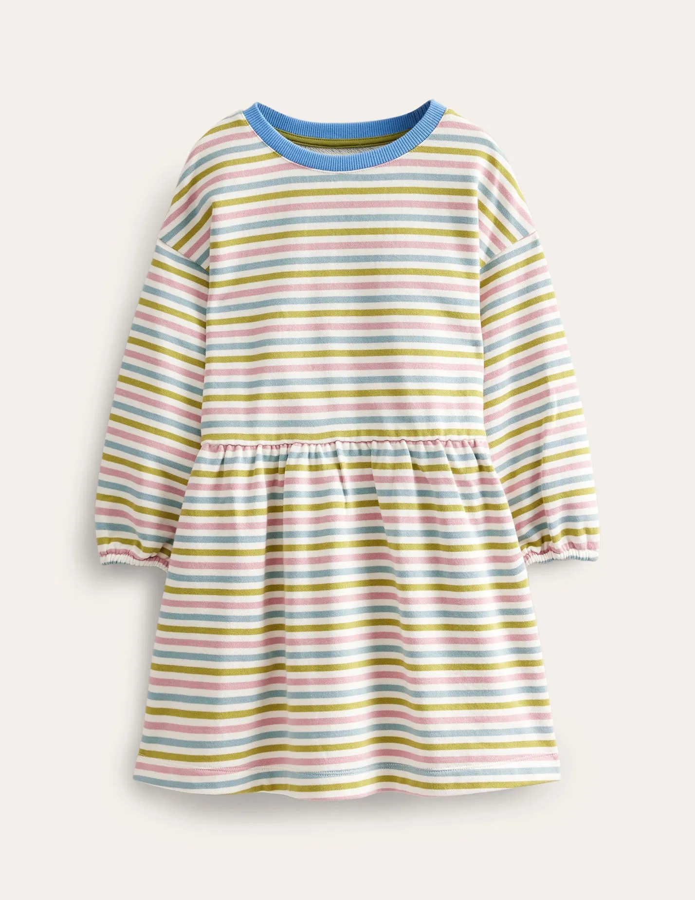 Relaxed Printed Sweat Dress-Starfuit/Almond Pink