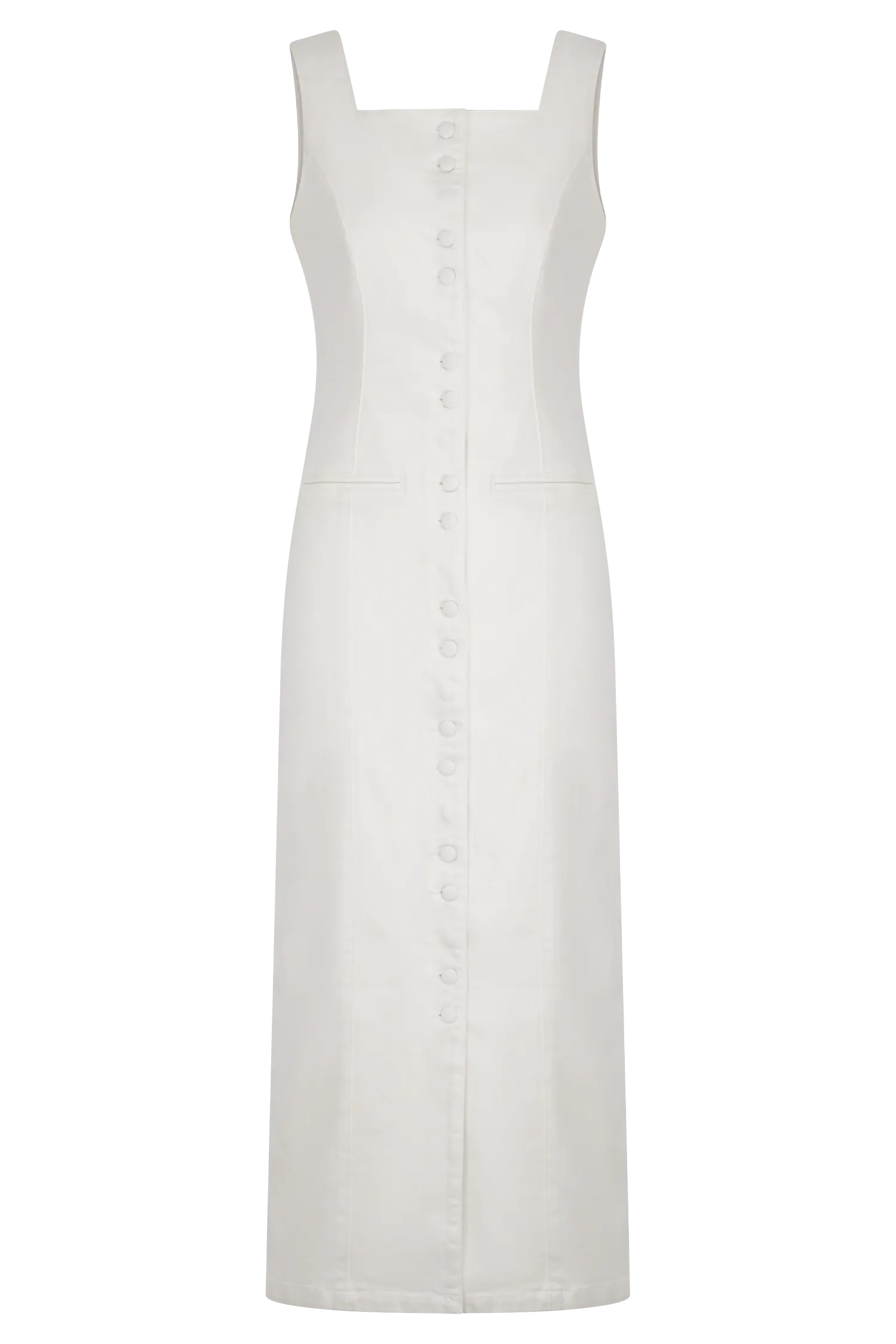 Reyna Denim Midi Dress - White