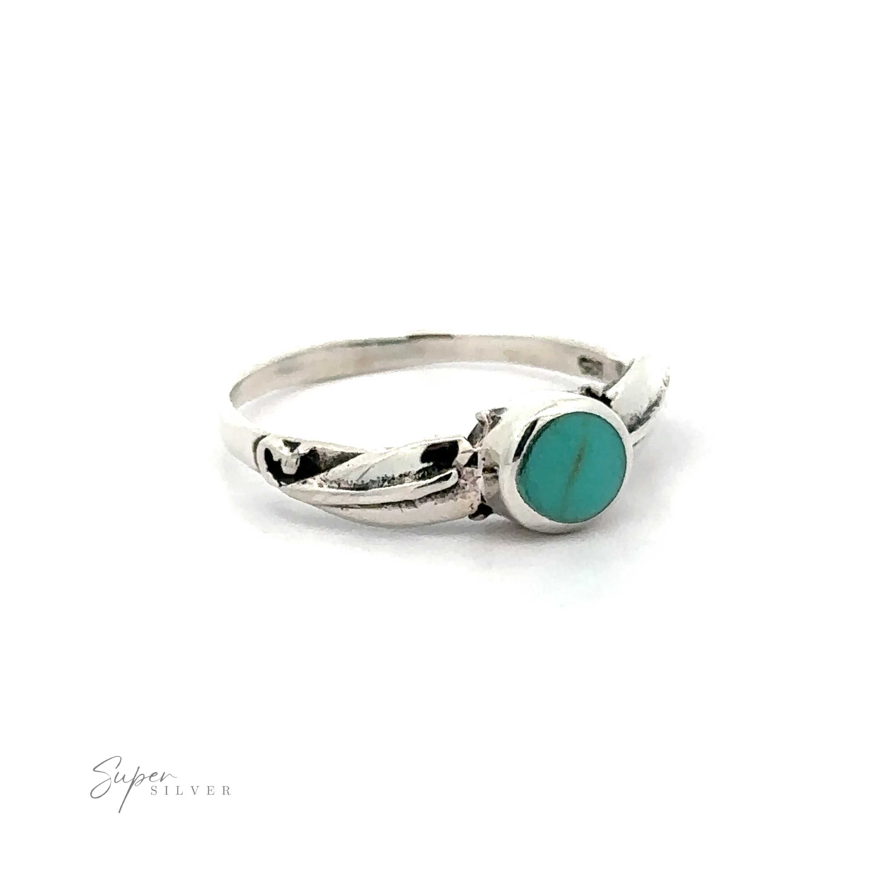 Round Stone Ring With Leaves