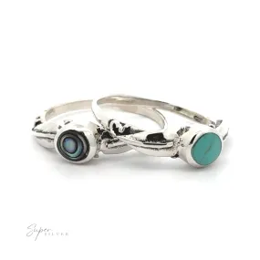 Round Stone Ring With Leaves