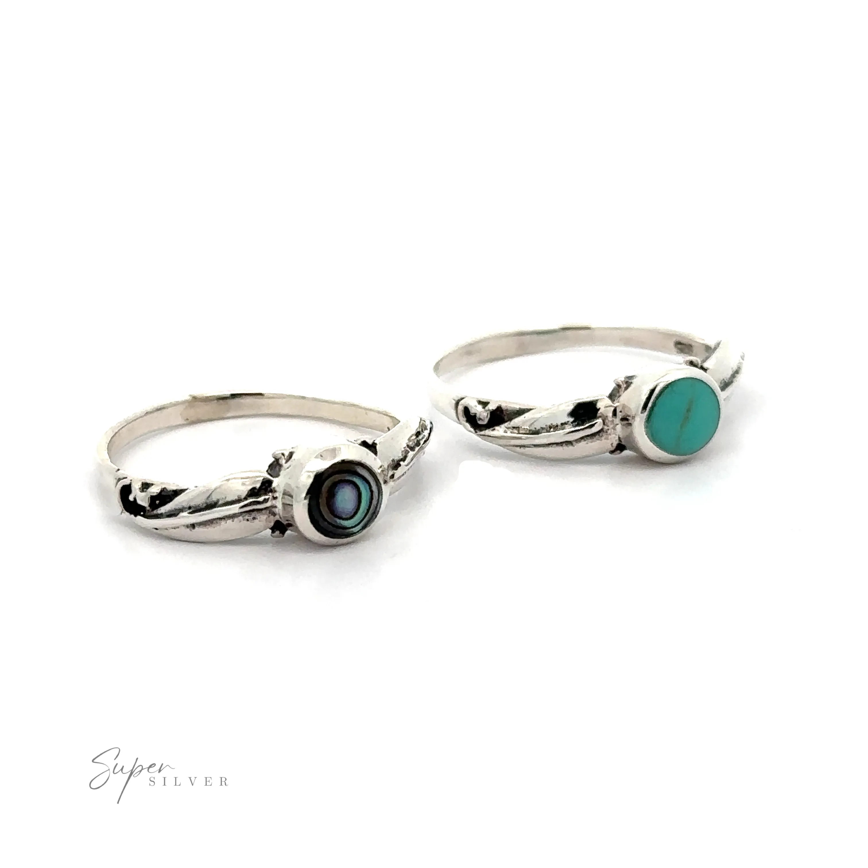 Round Stone Ring With Leaves