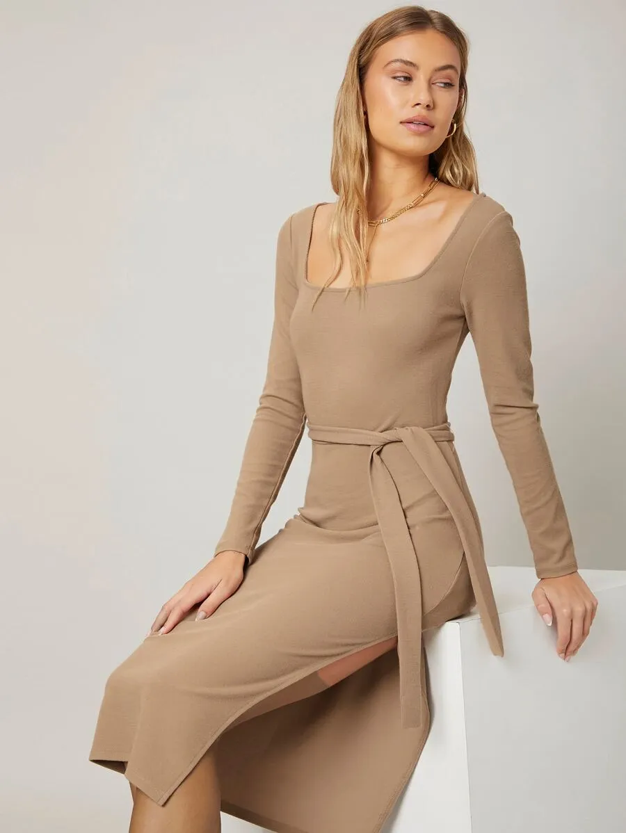 Sai FITTED BELTED DRESS