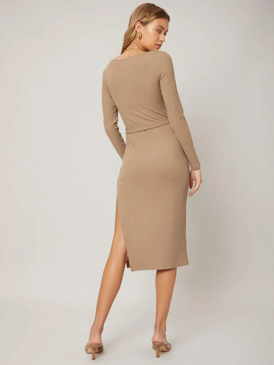Sai FITTED BELTED DRESS