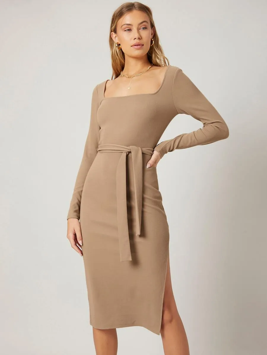Sai FITTED BELTED DRESS