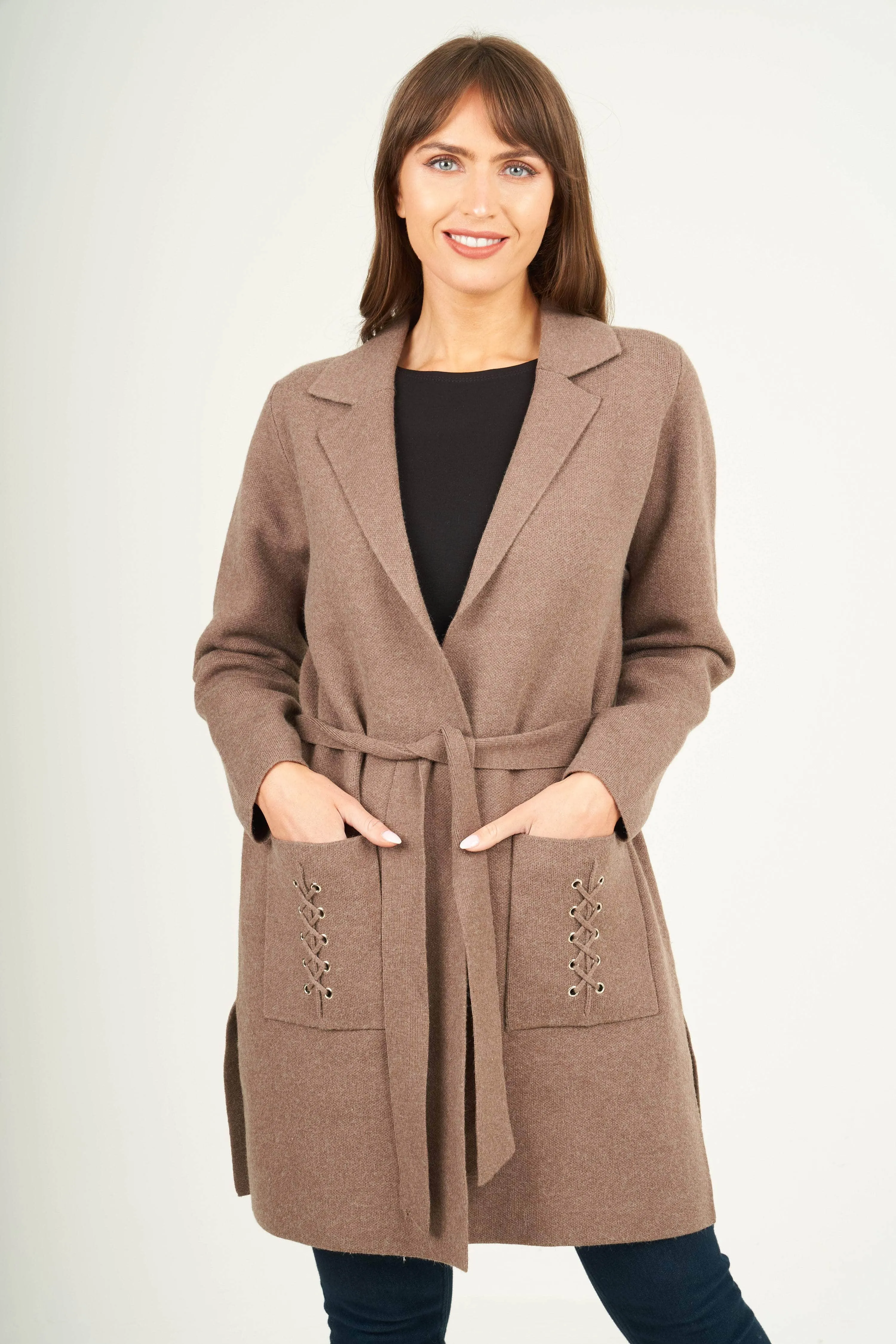 Saloos Knitted Belted Jacket With Pockets