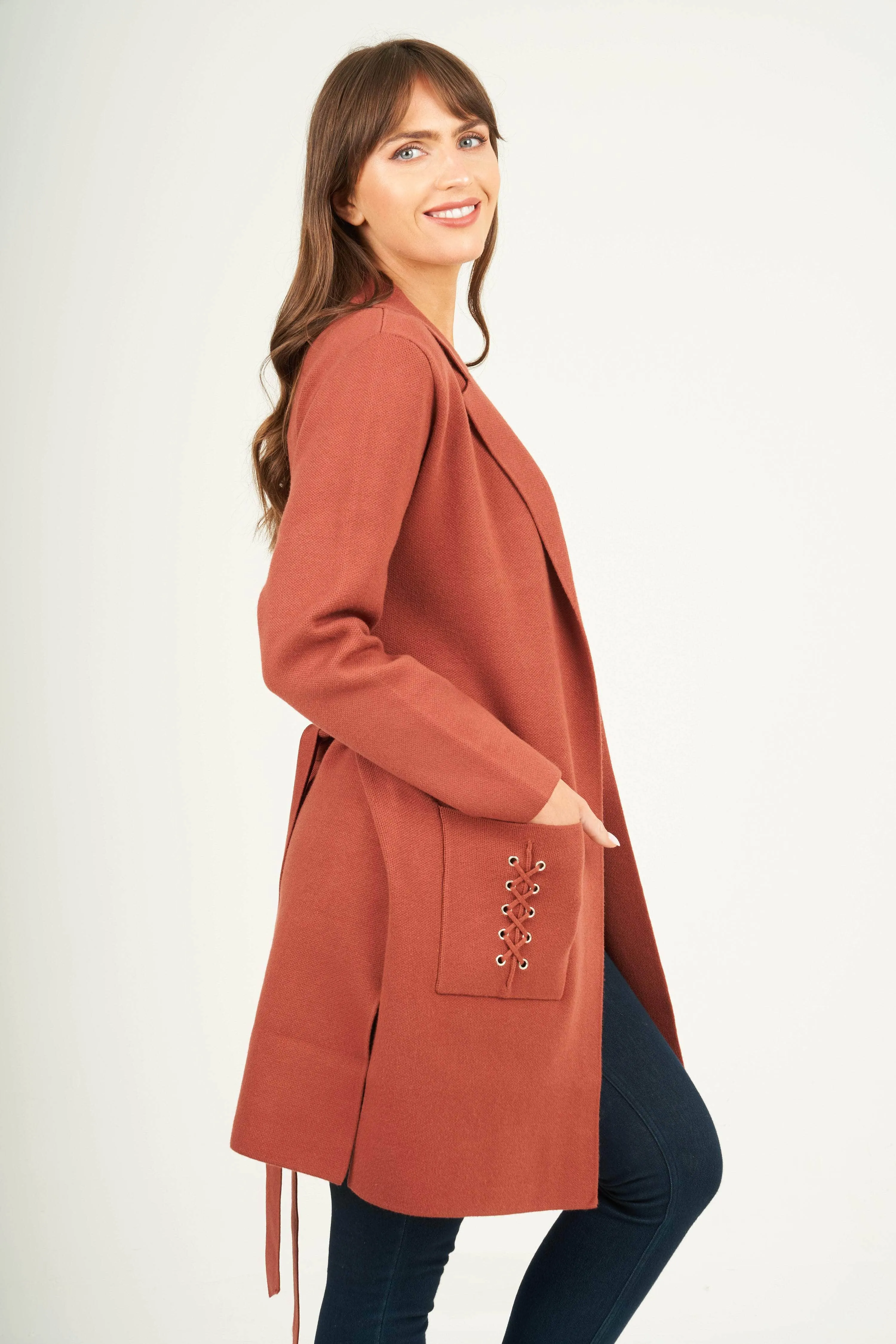 Saloos Knitted Belted Jacket With Pockets