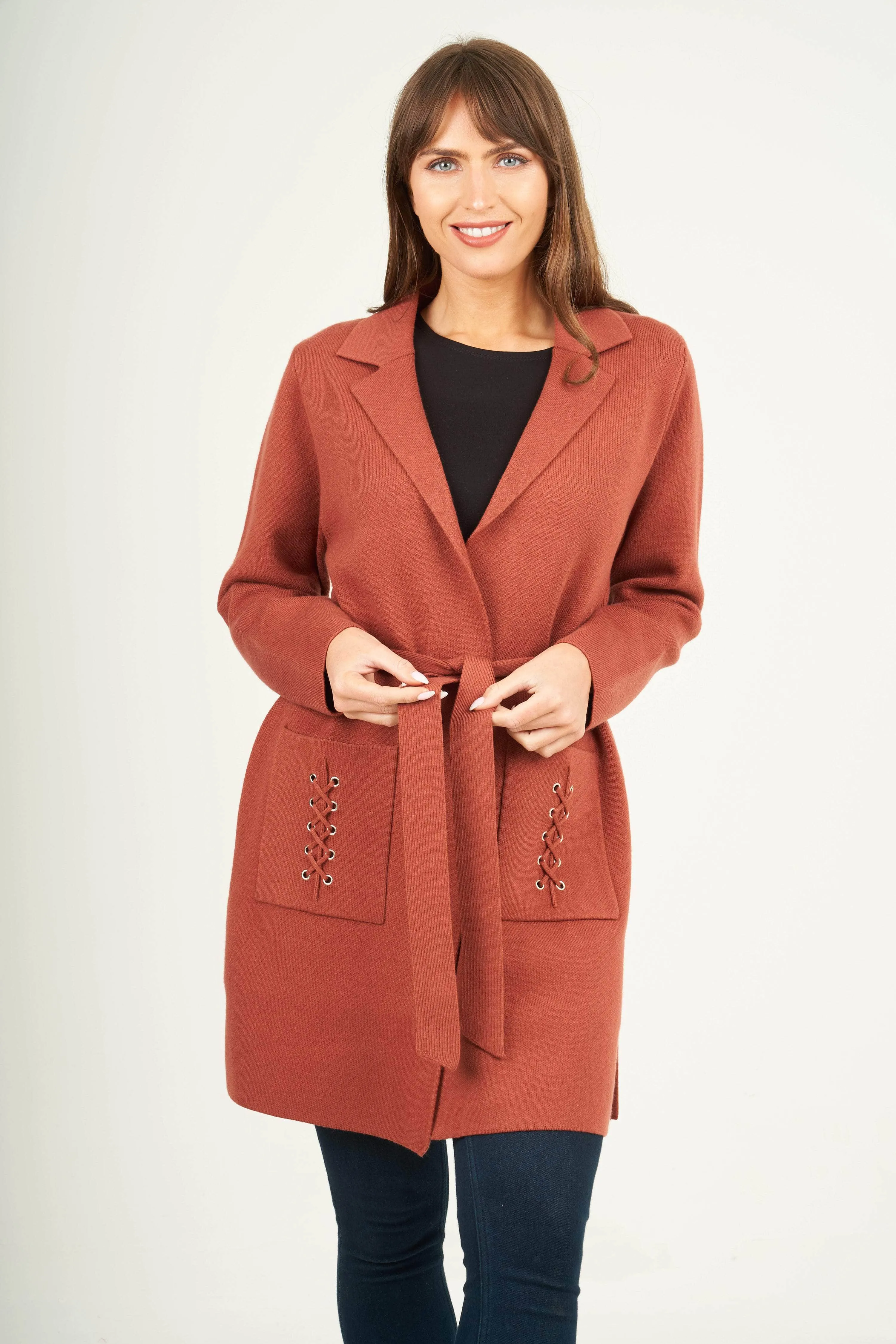 Saloos Knitted Belted Jacket With Pockets