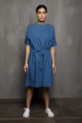 SAMYA - Blue Relaxed Cotton Dress