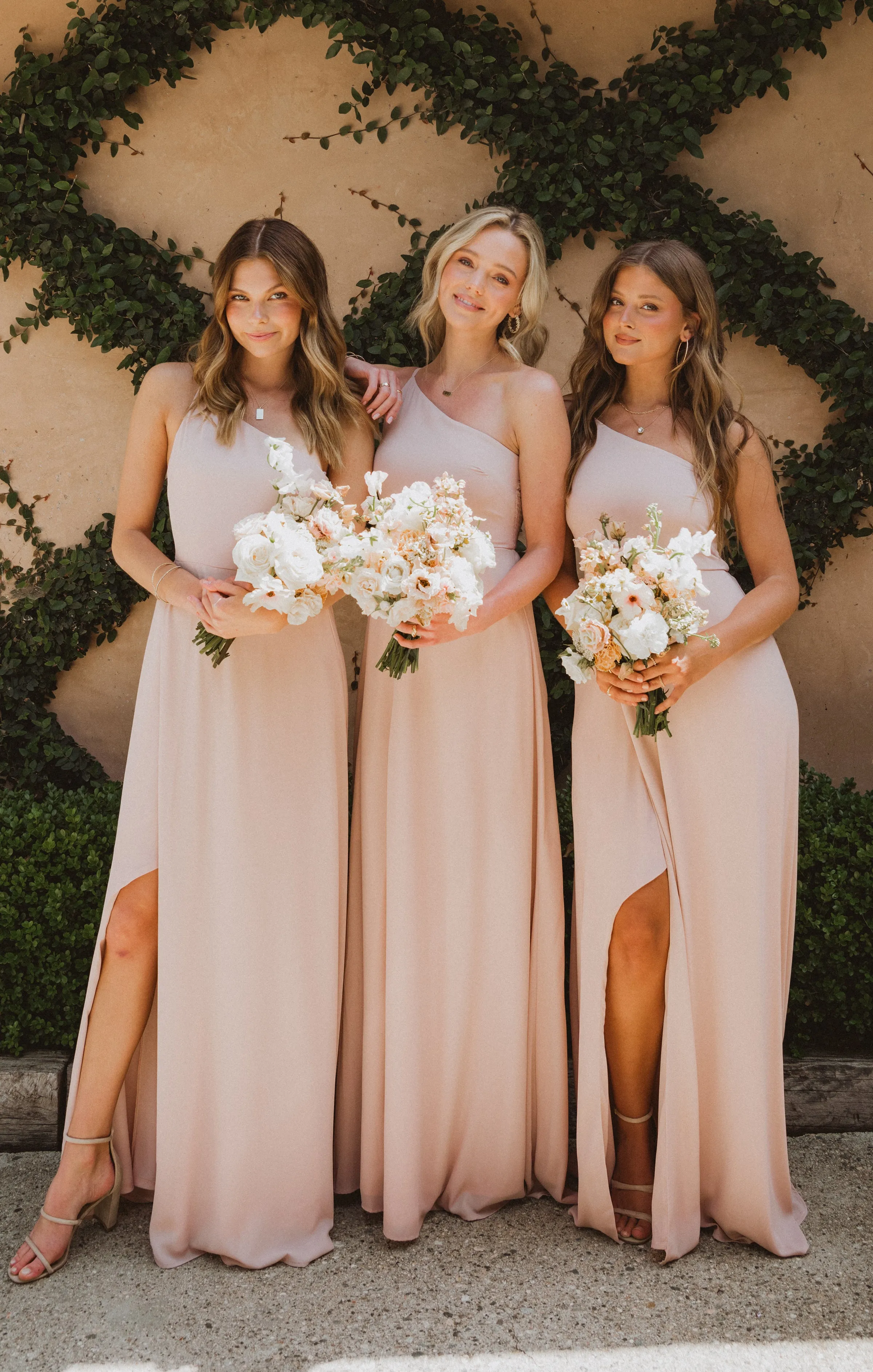 Shannon One Shoulder Dress ~ Dusty Blush Crisp
