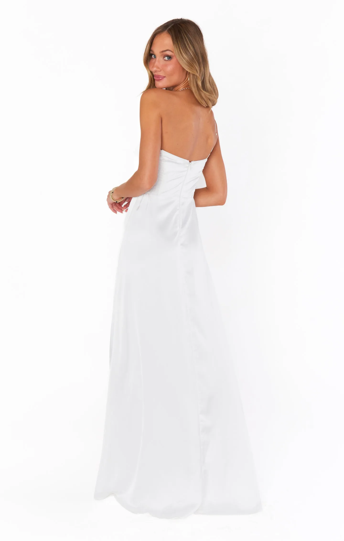 Shannon One Shoulder Dress ~ Ivory Luxe Satin